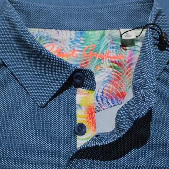 Robert Graham NWT Hyde Short Sleeve Polo Shirt Size S Classic Fit in Blue
